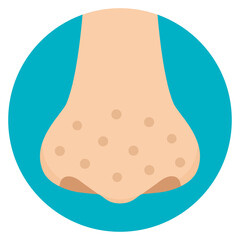 鼻の汚れイラスト　そばかす　いちご鼻　クレーター　ニキビ跡　フラットデザイン