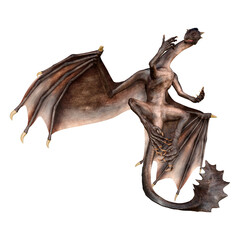 3D Rendering Fairy Tale Dragon on White