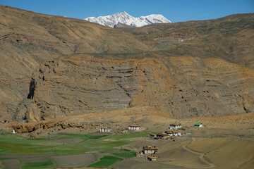 Fototapeta na wymiar View of Langza village in the Spiti valley in the Himalayas, Himachal Pradesh, India.