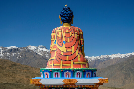 Buddha statue in the village of Langza in the Spiti Valley, Himachal Pradesh, India.