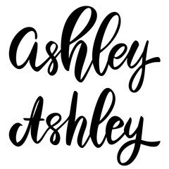 Ashley. Lettering phrase on white background. Design element for greeting card, t shirt, poster. Vector illustratio