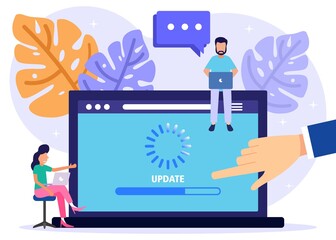 Illustration vector graphic cartoon character of system update