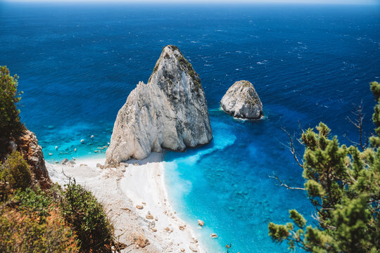Mizithres cliff rock in Zakynthos Ionian island, Greece