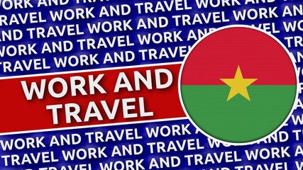 Burkina Faso Circular Flag with Work and Travel Titles - 3D Illustration 4K Resolution
