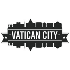 Vatican City Holy See Skyline. Banner Vector Design Silhouette Art. Cityscape Travel Monuments.