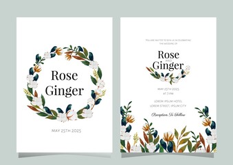 Watercolor wreath cotton flower