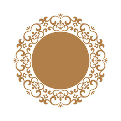 Decorative frame Elegant vector element for design in Eastern style, place for text. Floral brown and white border. Lace illustration for invitations and greeting cards