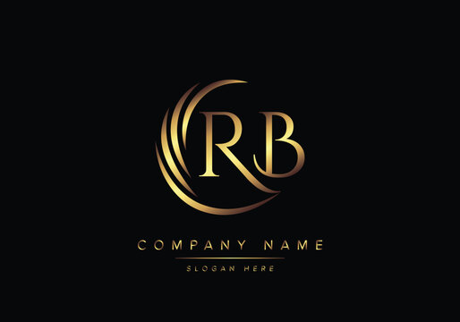 alphabet letters RB monogram logo, gold color elegant classical