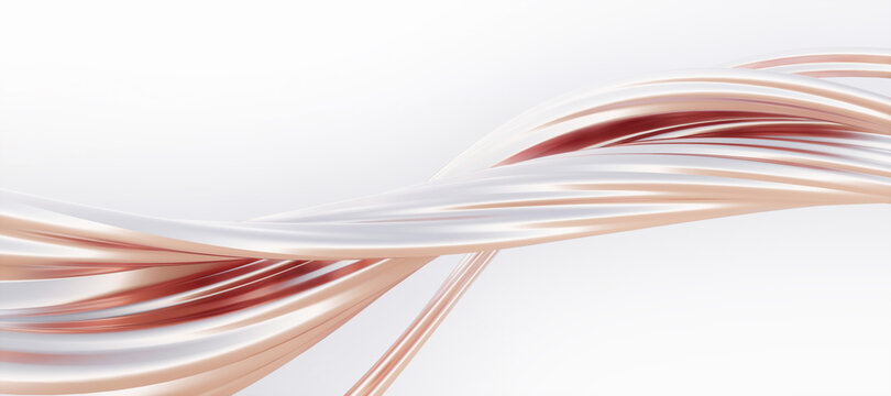 Colorful abstract panoramic background: geometric rose gold matte curve.  ( Car backplate, 3D rendering computer digitally generated illustration.)