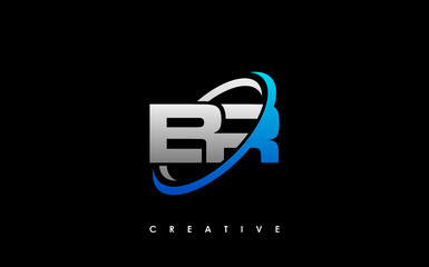 BR Letter Initial Logo Design Template Vector Illustration - obrazy, fototapety, plakaty