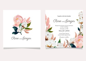 pretty flower wedding invitation, anniversarry, birthday template card