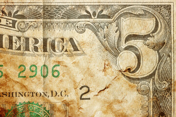 Macro shot of a part of usa banknote