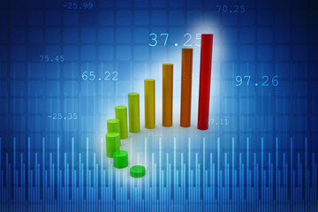 3d rendering business graph and documents. Stock market chart. Business graph background, Financial Background	