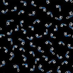 Line Snorkel icon isolated seamless pattern on black background. Diving underwater equipment. Vector