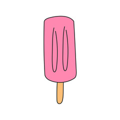Pink popsicle. Isolated flat vector illustration on white background. Flat design