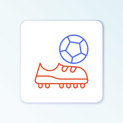 Line Football shoes icon isolated on white background. Soccer boots. Sport football foot protection. Colorful outline concept. Vector