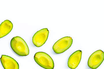 Avocado on white background. Top view