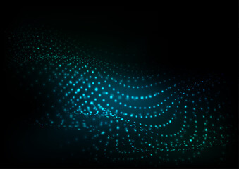 Fototapeta premium Futuristic refracted dotted lines waves abstract technology background. Vector illustration