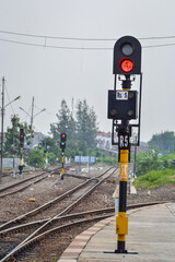 Sign to stop, railways traffic