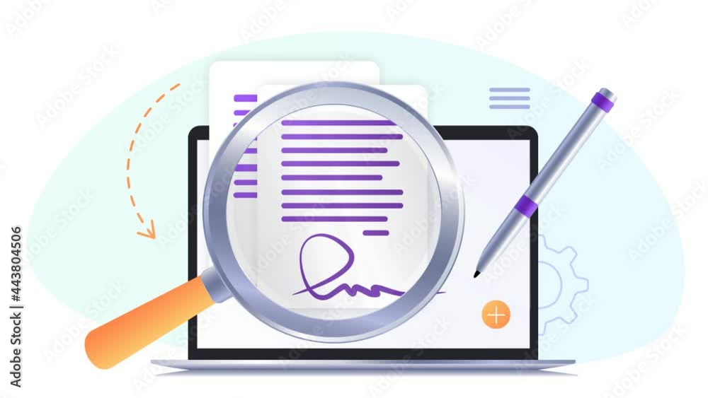 Wall mural electronic contract or digital signature concept in vector illustration. signing an electronic contr