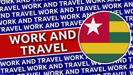 Togo Circular Flag with Work and Travel Titles - 3D Illustration 4K Resolution