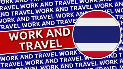 Thailand Circular Flag with Work and Travel Titles - 3D Illustration 4K Resolution