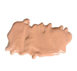 sample of beige liquid concealer face cream on white isolated background