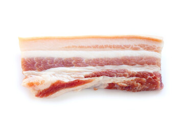 Streaky pork on white background.