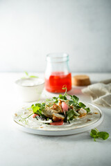 Homemade chicken wrap with vegetables