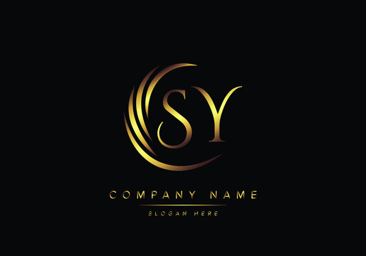alphabet letters SY monogram logo, gold color elegant classical