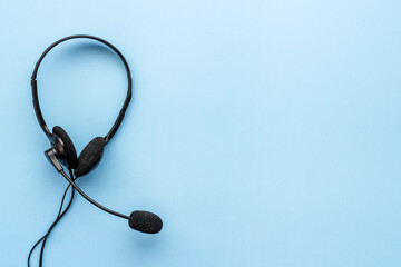 Voip headset for commenication it support call center. Top view