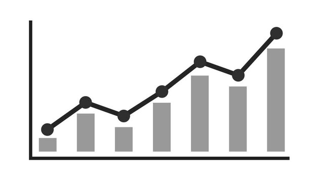 Data report bar graph and line graph chart animated. Grow or success profit diagram concept. Available in 4K FullHD and HD video
