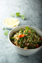 Traditional Tabbouleh salad with parsley and tomato