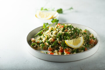 Traditional Tabbouleh salad with parsley and tomato