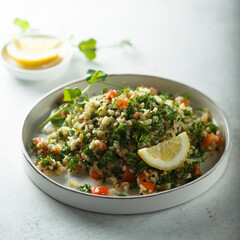 Traditional Tabbouleh salad with parsley and tomato