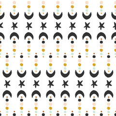 Cute Stars and Moon Modern Vector Seamless Pattern