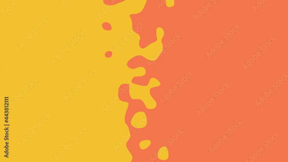 Poster the transition from yellow to orange with uneven border line, interpenetration of colors. vector ill