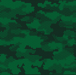 Seamless camouflage pattern. Military texture from hexagonal elements. Abstract camo. Print on fabric. Vector