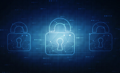 2d illustration Safety concept: Closed Padlock on digital background

