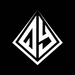 QY logo letters monogram with prisma shape design template