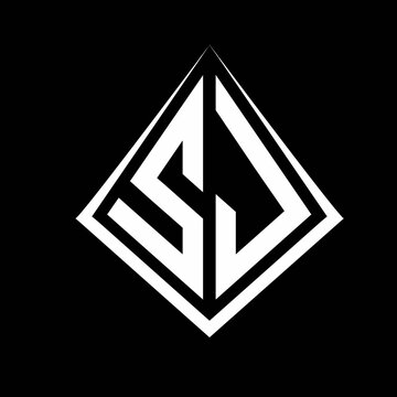 SJ logo letters monogram with prisma shape design template
