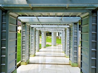 a hallway with a modern frame
