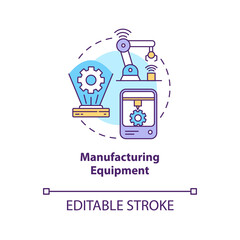 Manufacturing equipment concept icon. Digital twin application by industry. Smart equipment abstract idea thin line illustration. Vector isolated outline color drawing. Editable stroke