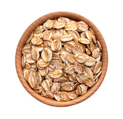 Oat flakes isolated on white background, top view