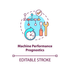 Machine performance prognostics concept icon. Digital twin tasks. Innovative automation technologies abstract idea thin line illustration. Vector isolated outline color drawing. Editable stroke