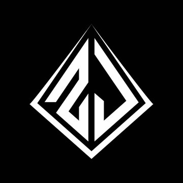ZJ logo letters monogram with prisma shape design template