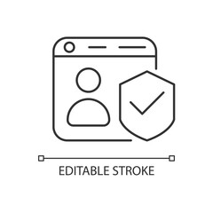Securing accounts linear icon. Digital privacy protection. Two-factor verification. Thin line customizable illustration. Contour symbol. Vector isolated outline drawing. Editable stroke