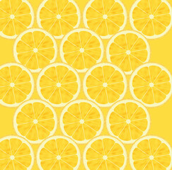 Background of lemon slices, yellow background