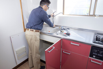 シンクの水栓の交換工事