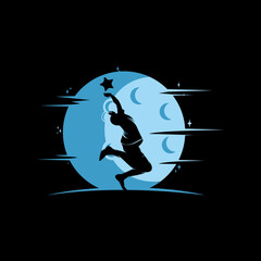 A child take a star logo design vector emblem design concept creative symbol icon